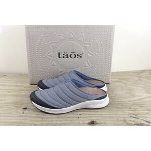 New Taos Mules 7M Grey Blue Right On Slip On Quilted Shoes Comfort